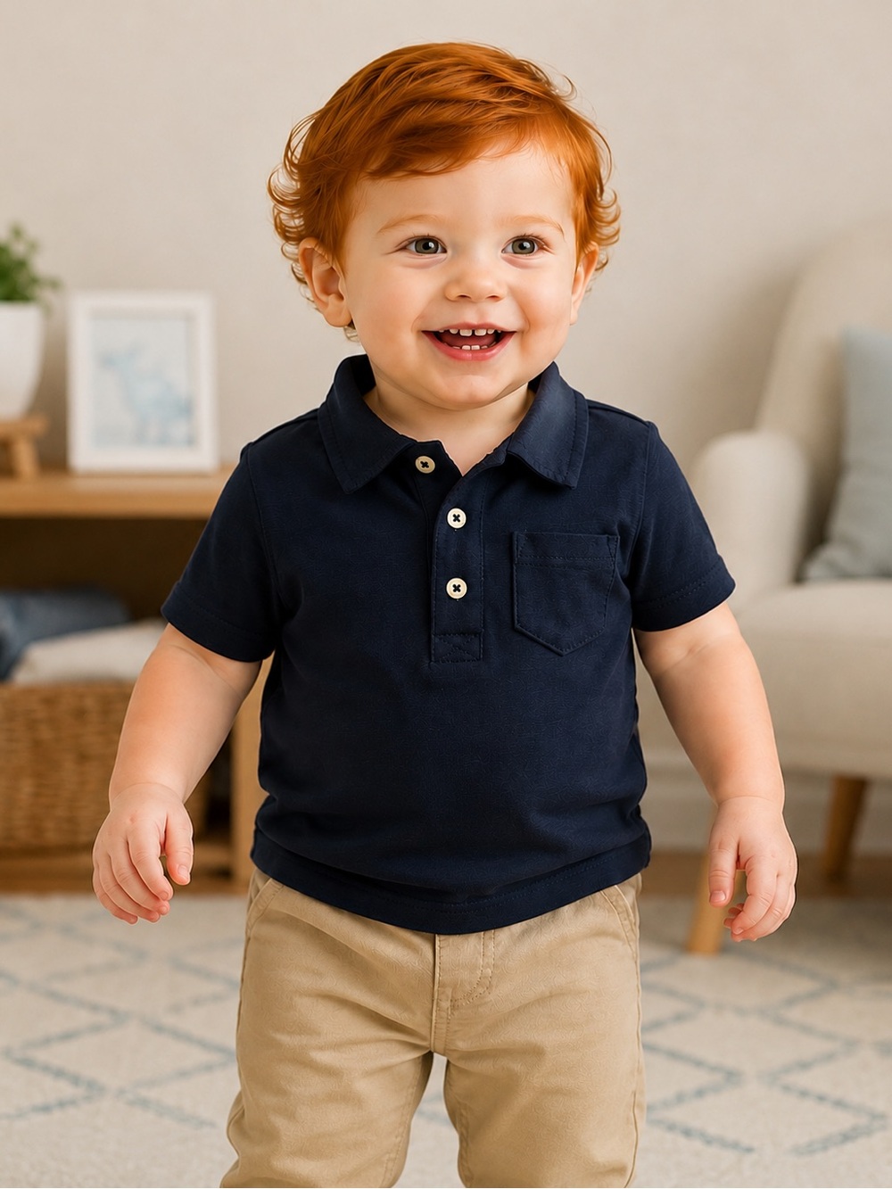 Carter’s Baby Boy Navy Polo Shirt 18M Short Sleeve Pocket